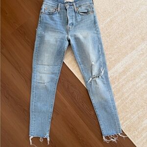 Levi's Light Blue Distressed Cropped Jeans